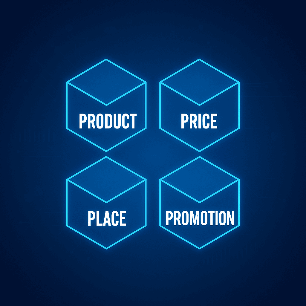4ps marketing framework product price place promotion illustration