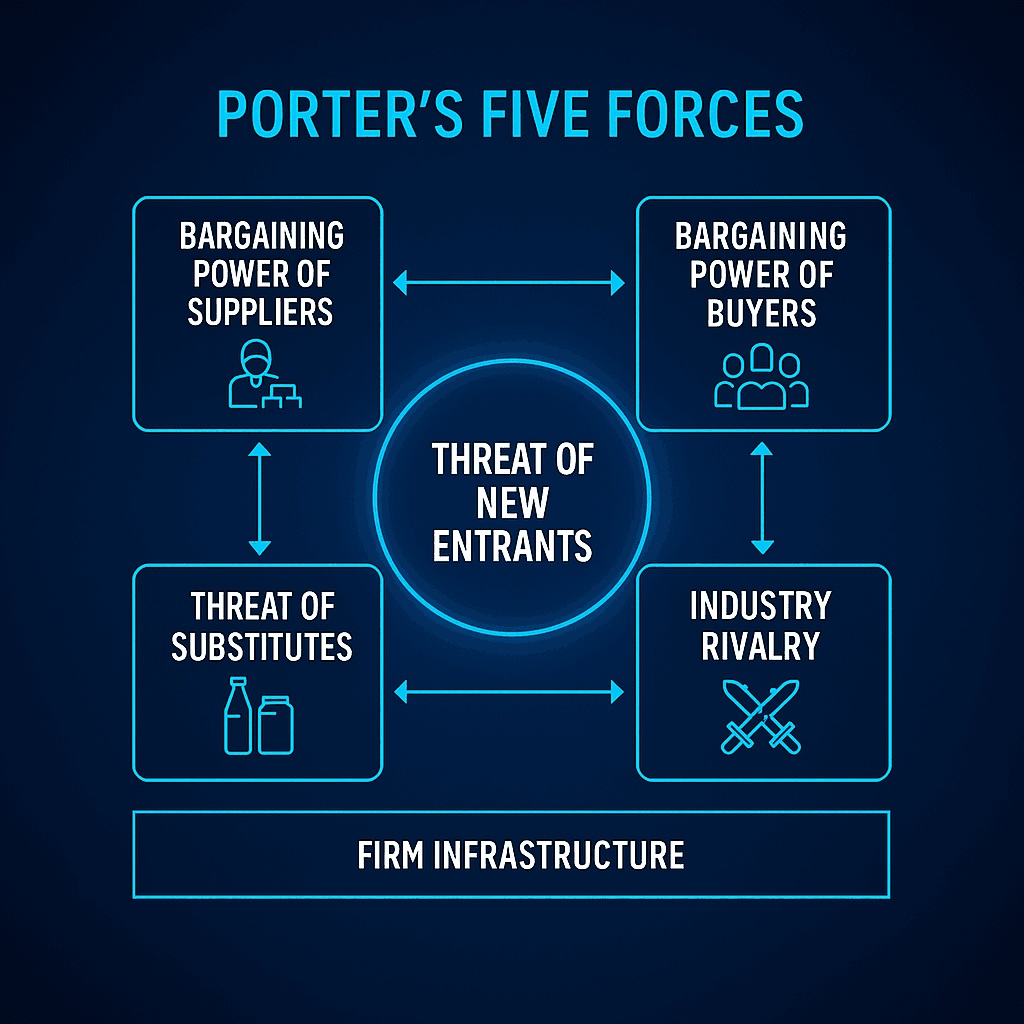 porters five forces industry competitive intensity assessment diagram