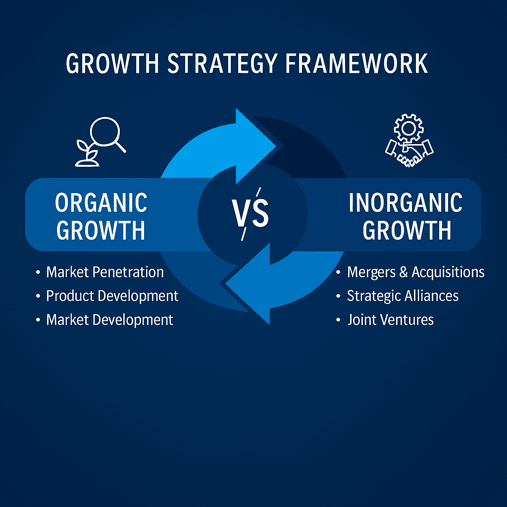 growth strategy framework organic vs inorganic consulting visual